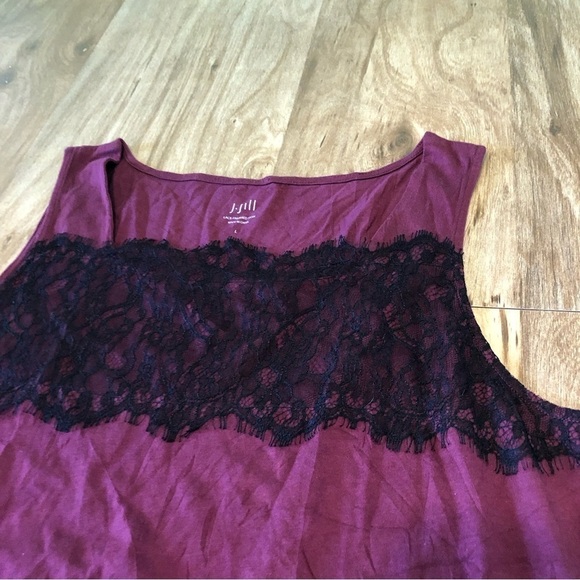 J Jill Lace Trimmed Tank Purple Black Size Large Cotton Modal Blend Shirt - Picture 3 of 7